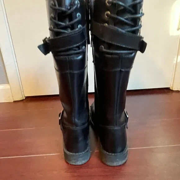 Harley Davidson Women's Kirtland Riding Boot - Black Knee High Leather - Picture 7 of 13